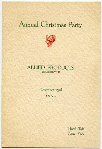 Allied Prodcuts Christmas Party Program and Menu (Cover) ~1935