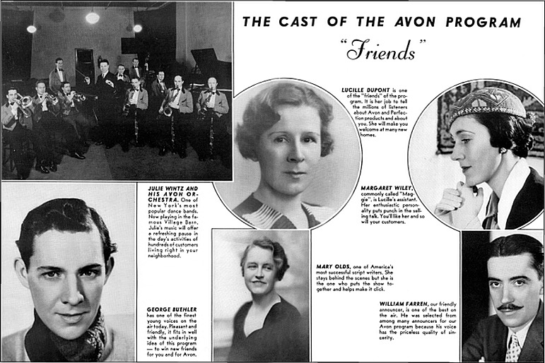 Cast of the Avon Radio Show, "Friends" - 1935