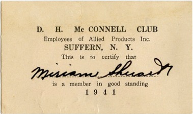 D. H. McConnell Club Certificatation Card - 1941