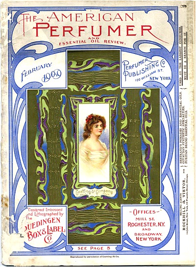 Goetting & Co., NY box depicted on the cover of American Perfumer magazine - 1909