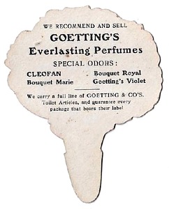 Goetting & Co, NY Perfume Sample Trade Card Back