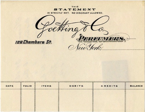 Goetting & Co., NY Invoice - Approximately 1905