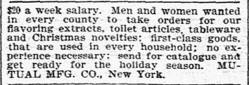 Mutual Mfg. Co., NY Newspaper Advertisement - 1899
