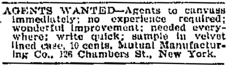 Mutual Mfg. Co., NY Newspaper Advertisement - 1897