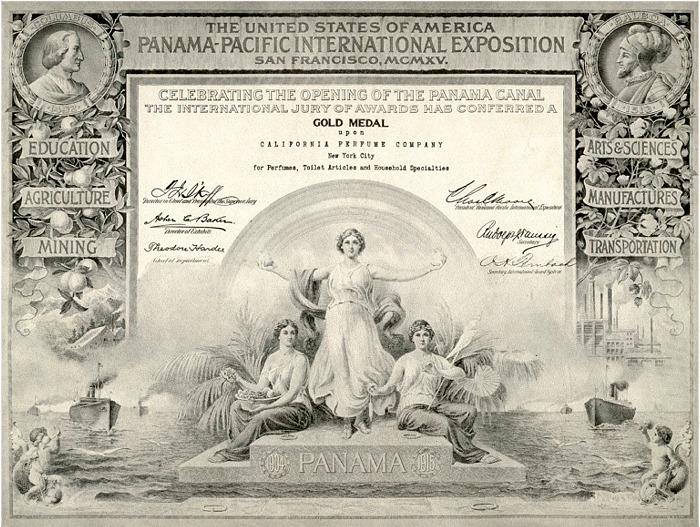 Panama-Pacific Exposition Gold Medal Award Certificate - 1915