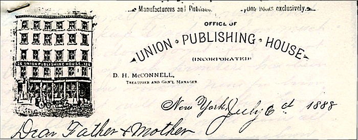 Union Publishing House Letterhead - 1888