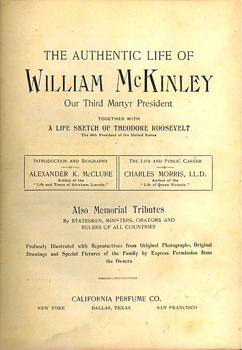 The Authentic Life of William McKinley Title Page - 1901