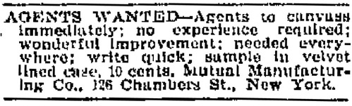Mutual Manufacturing Co., NY Newspaper Advertisement - 1897