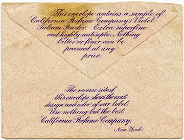 Violet Talcum Powder Envelope Sample -Back- 1906