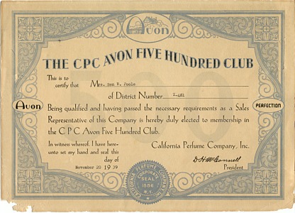 500 Club Certificate - 1936
