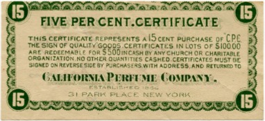 CPC 5 percent Certificate - 15 cent - 1910