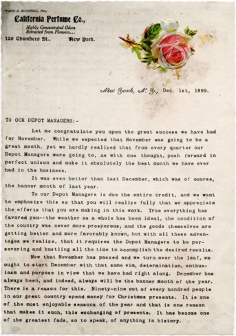CPC Form Letter to Depot Managers - 1899