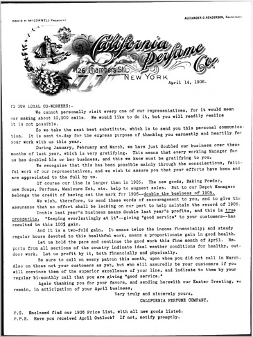 Copy of a CPC Form Letter to Depot Managers - 1906