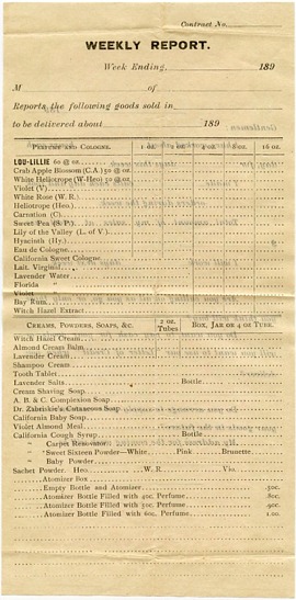 CPC Product Order Form - mid-1890s - Front