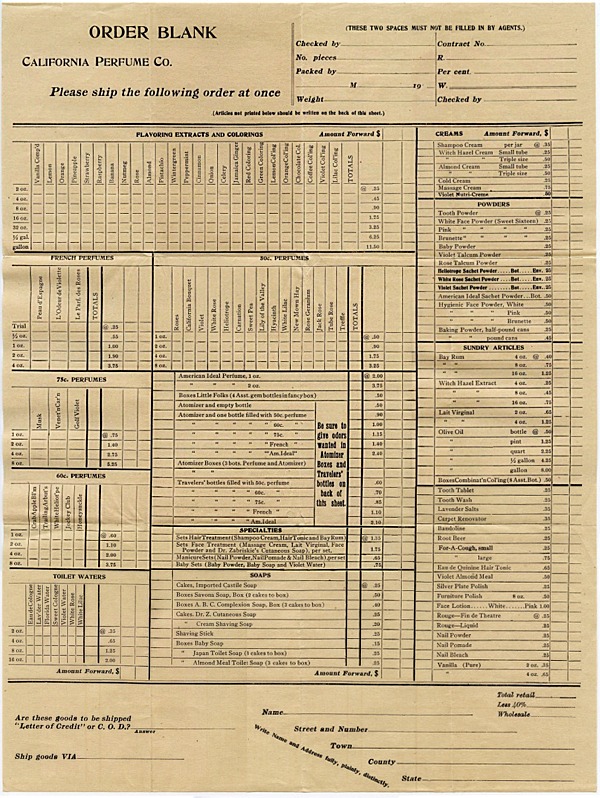 CPC Product Order Form - 1909 - Front