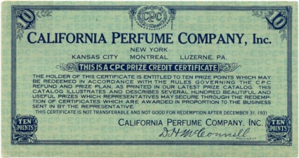 CPC Prize Credit Certificate - 1931 - Back