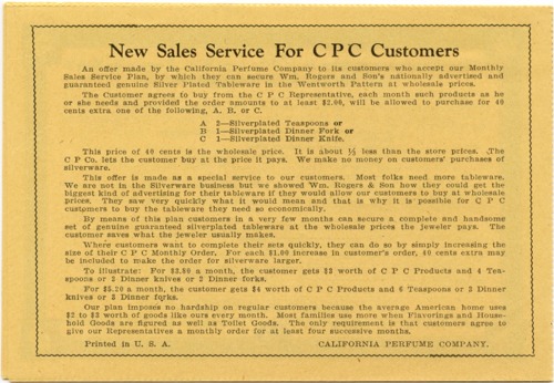 CPC Customer Coupon for Silverware - mid-1920s - Front